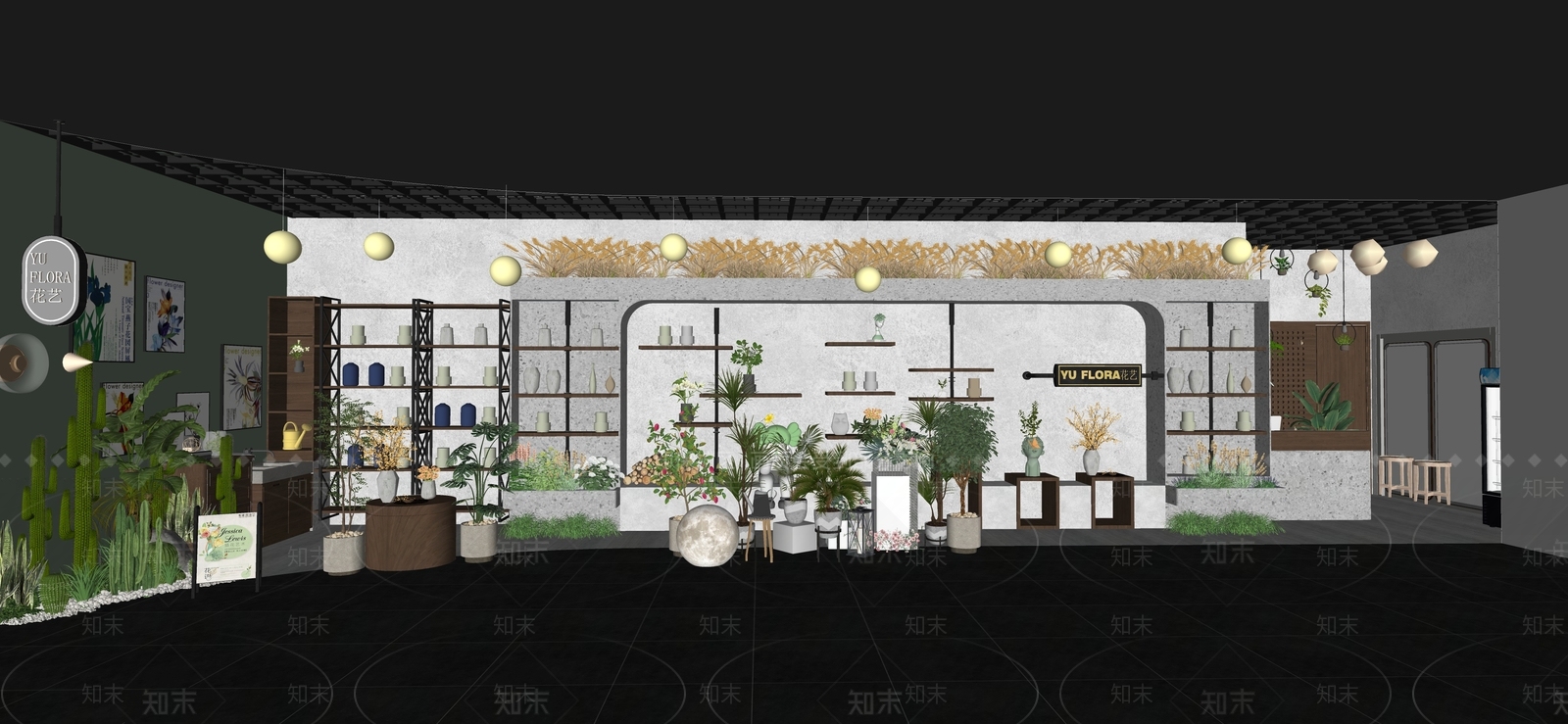 现代花艺店SU模型下载【ID:1128494908】
