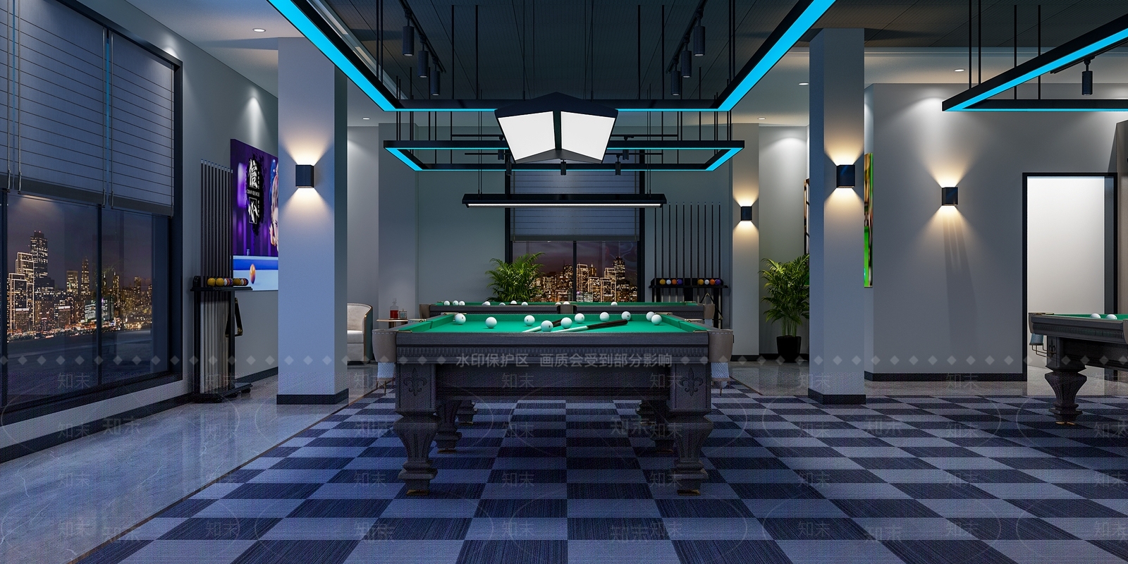 现代台球室3D模型下载【ID:1128495915】
