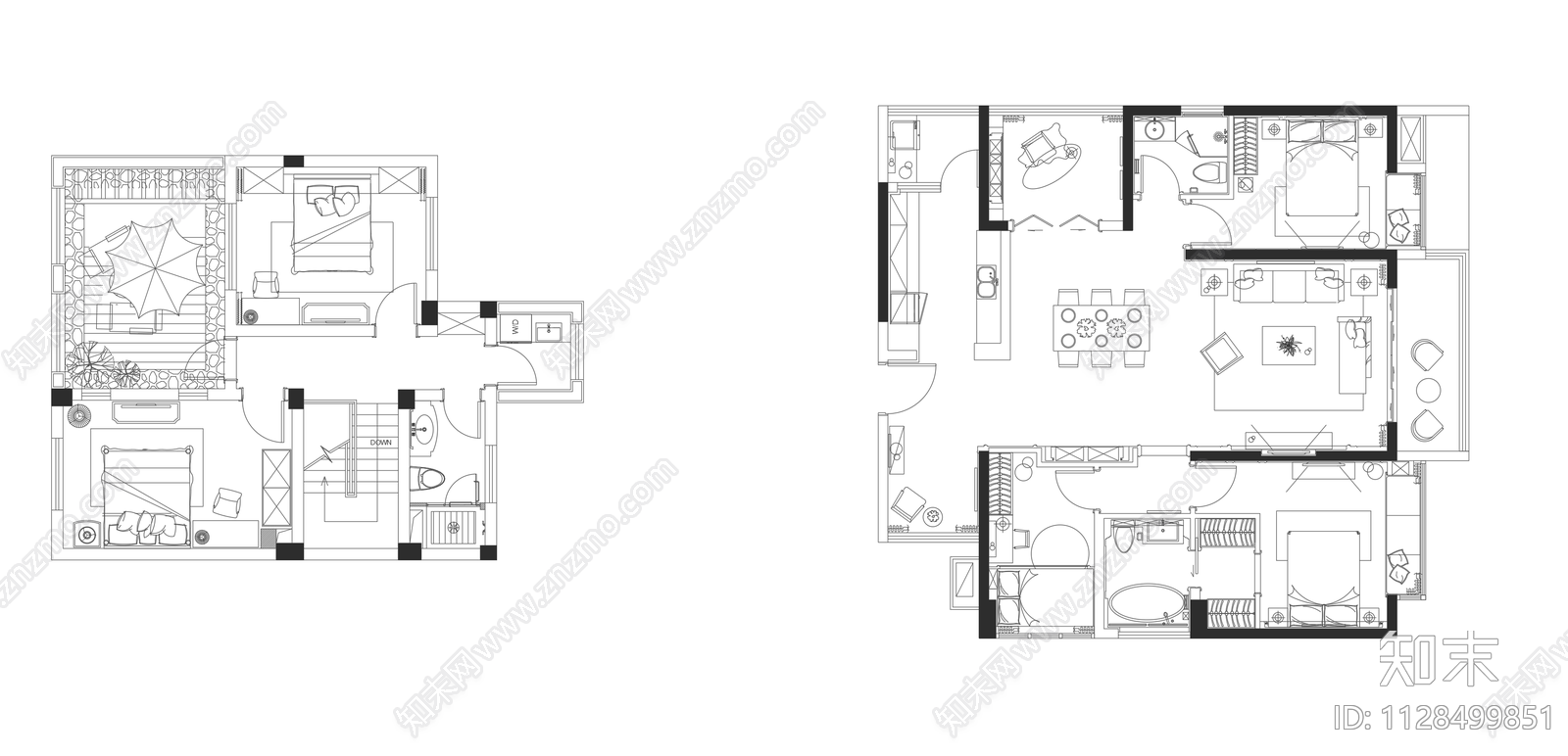 别墅方案平面方案cad施工图下载【ID:1128499851】