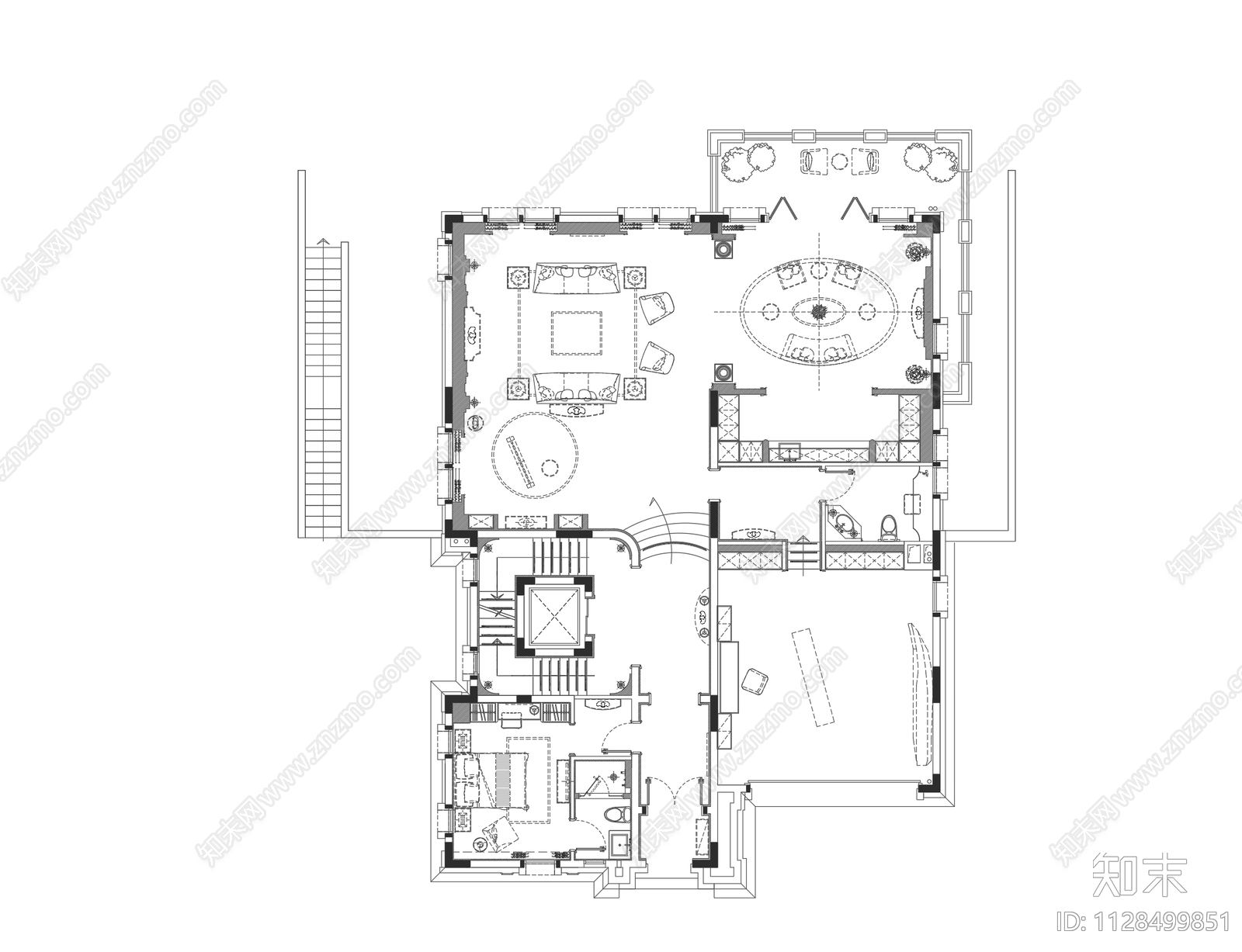 别墅方案平面方案cad施工图下载【ID:1128499851】