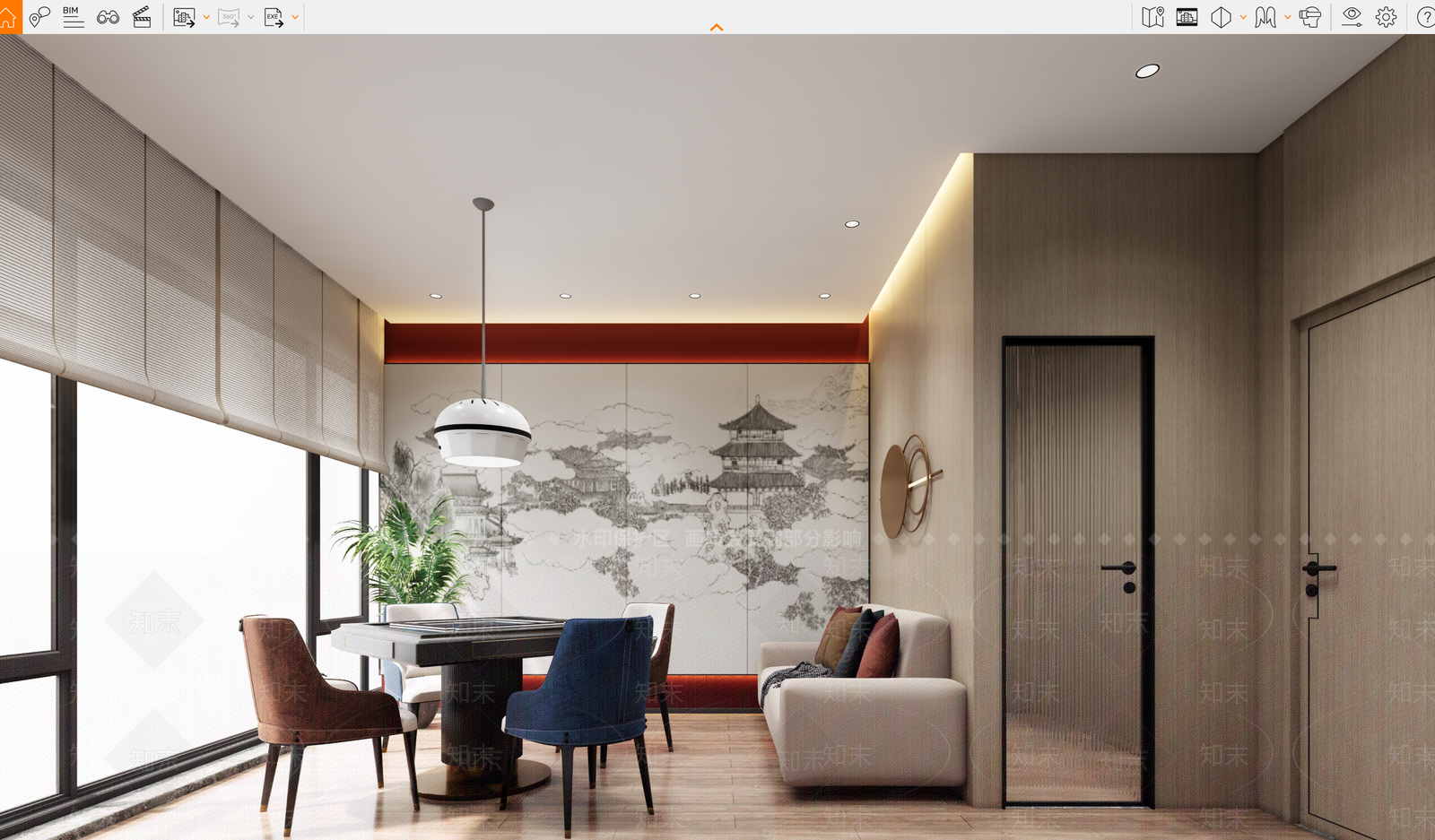 新中式棋牌室SU模型下载【ID:1128505696】