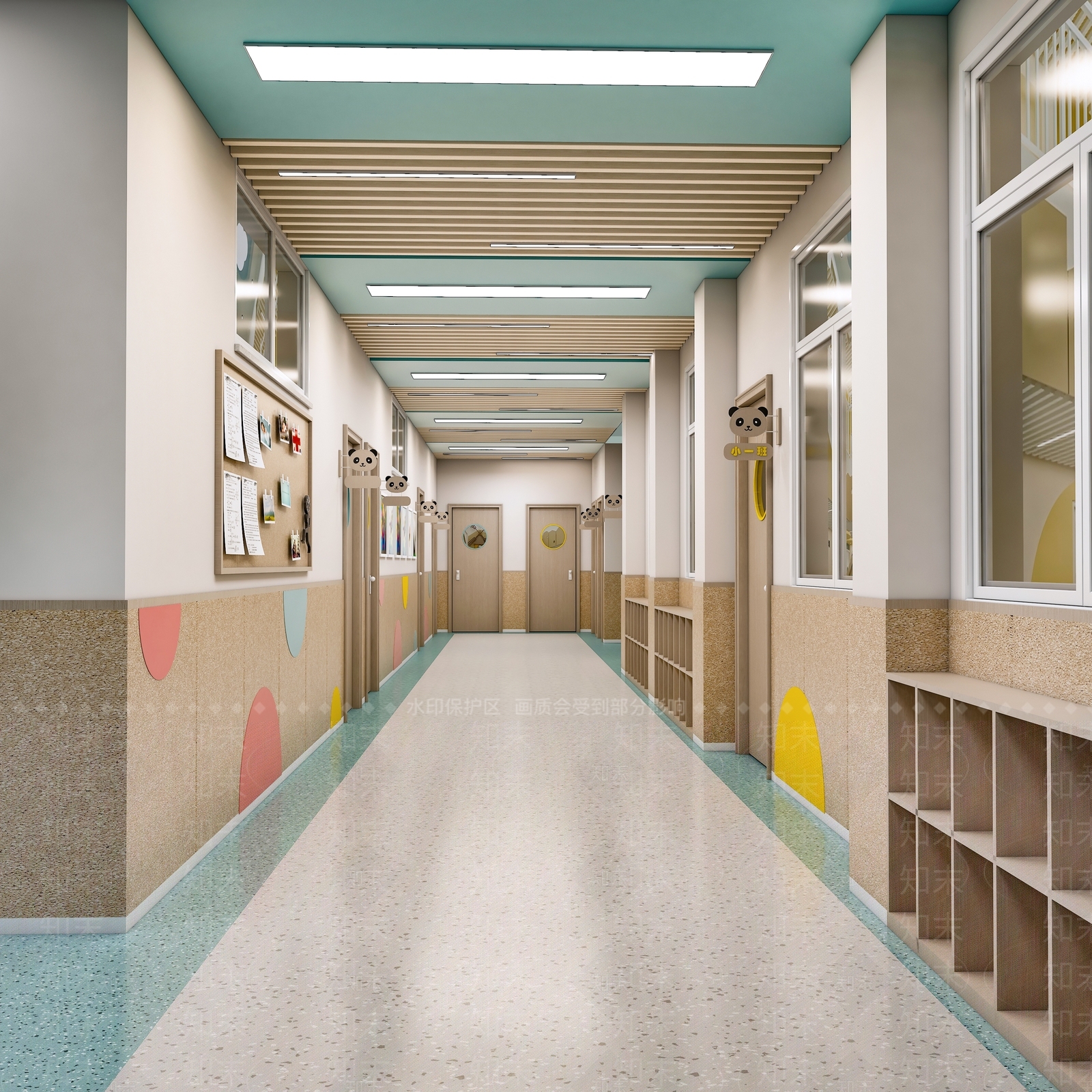 现代幼儿园过道3D模型下载【ID:1128507011】