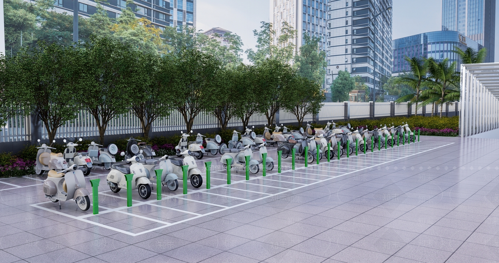 现代电动自行车停车场充电桩SU模型下载【ID:1128510219】