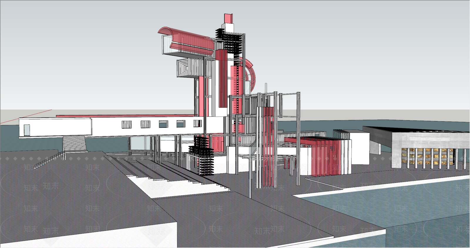 现代未来工业建筑SU模型下载【ID:1128512629】