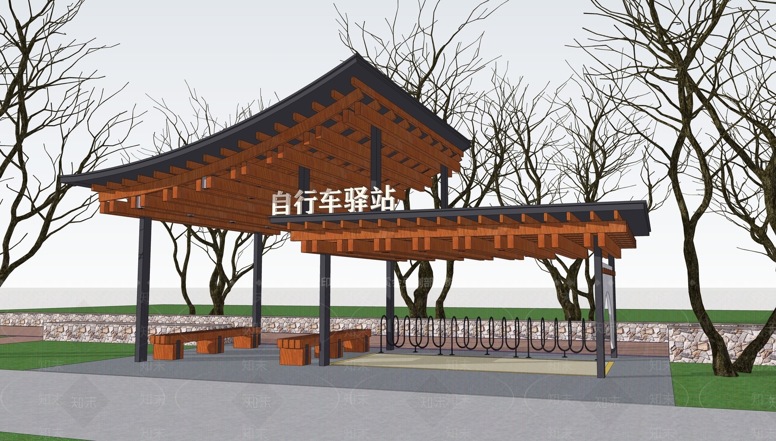 现代自行车驿站SU模型下载【ID:1128515801】