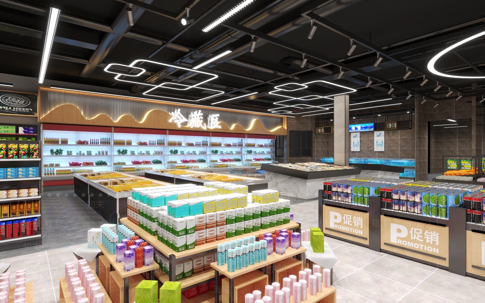 现代生活超市3D模型下载【ID:1128524676】