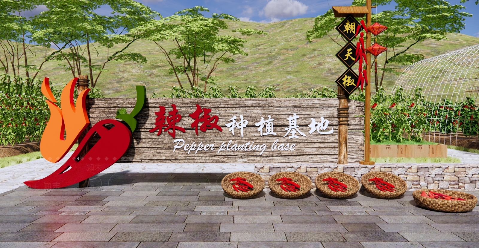 现代美丽乡村公园景观SU模型下载【ID:1128525307】