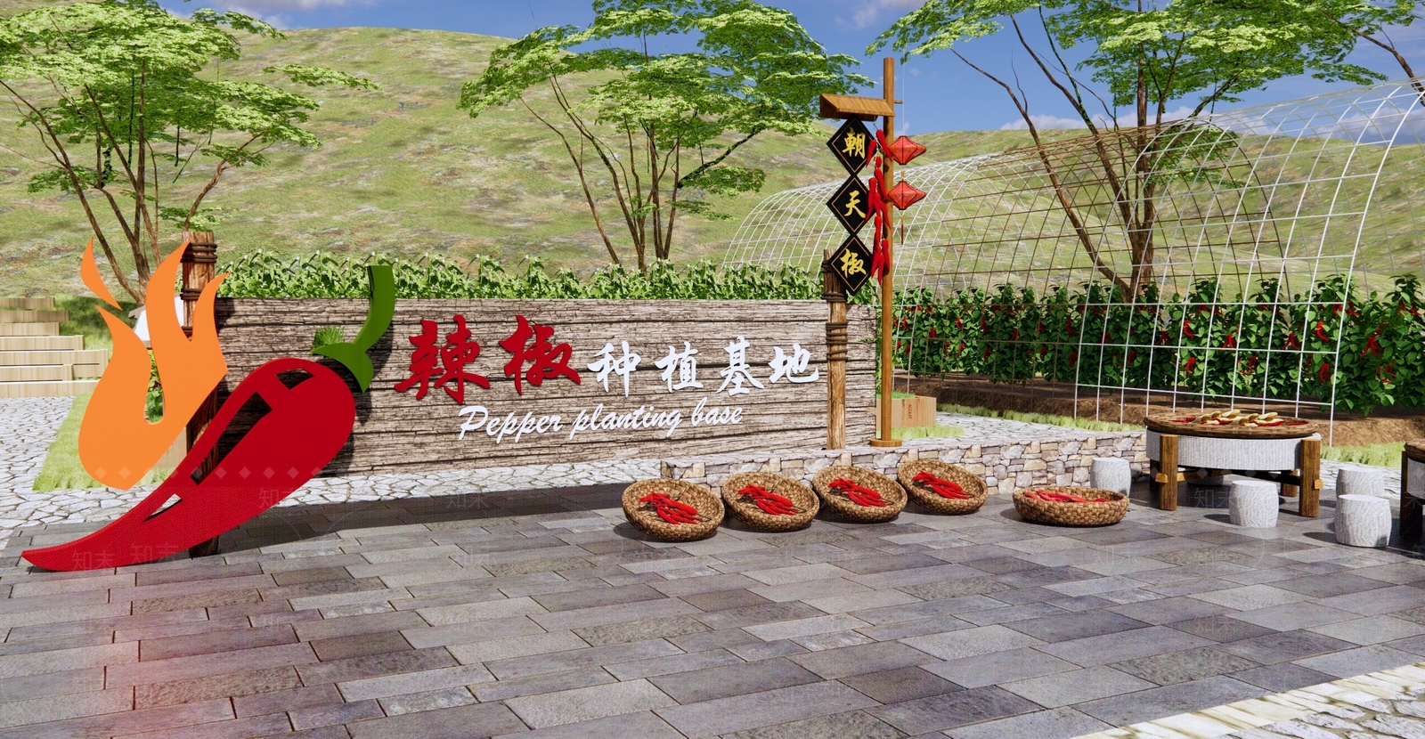 现代美丽乡村公园景观SU模型下载【ID:1128525307】
