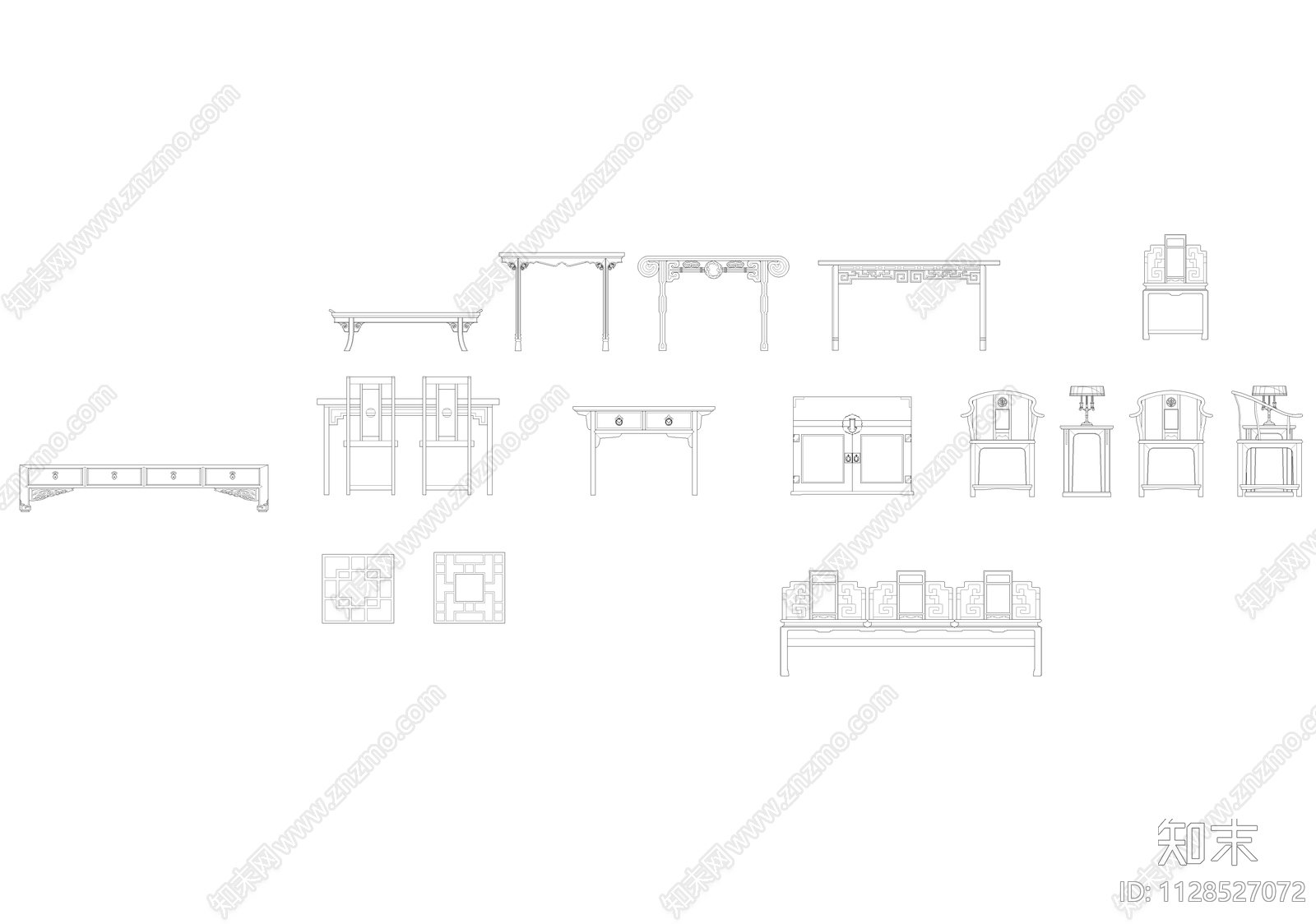 中式屏风cad施工图下载【ID:1128527072】