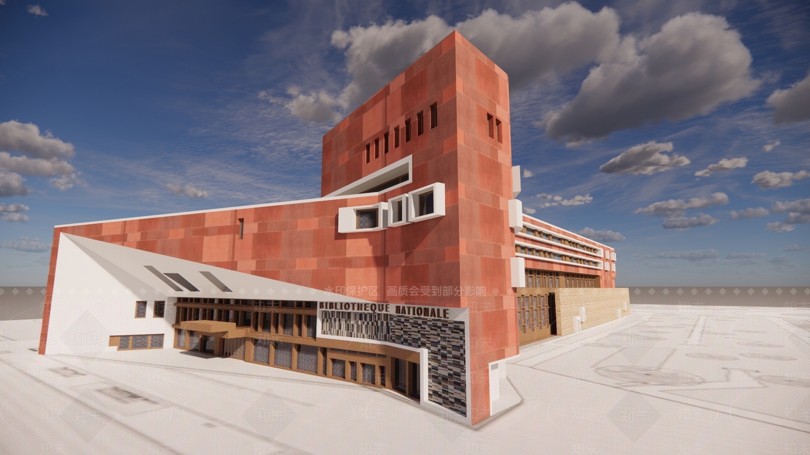 现代图书馆建筑SU模型下载【ID:1128531833】