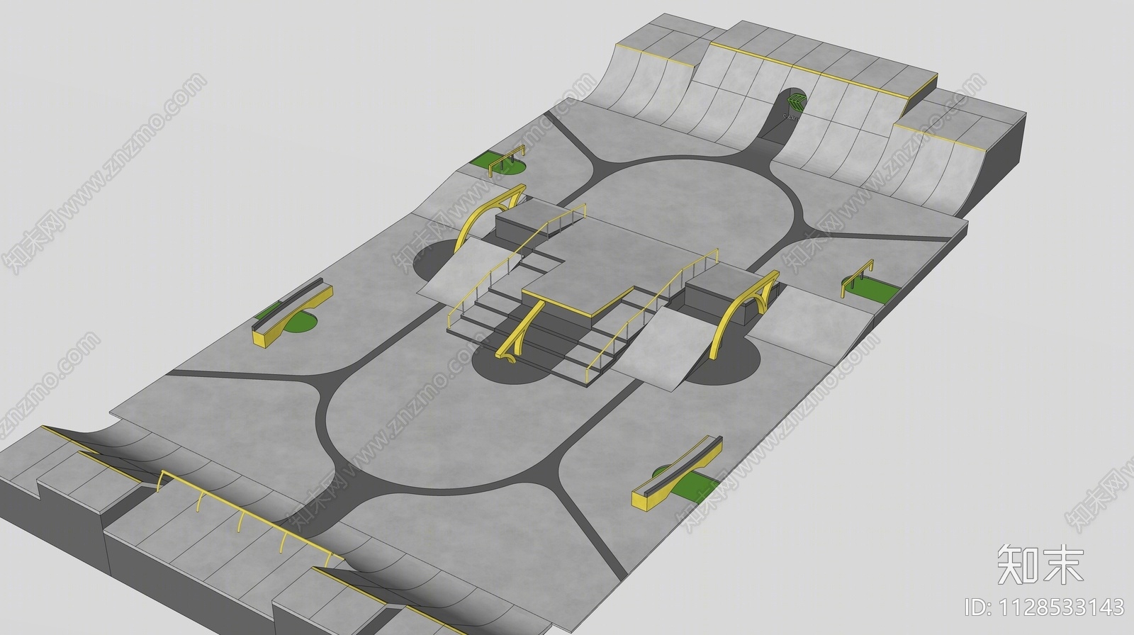 现代滑板公园SU模型下载【ID:1128533143】