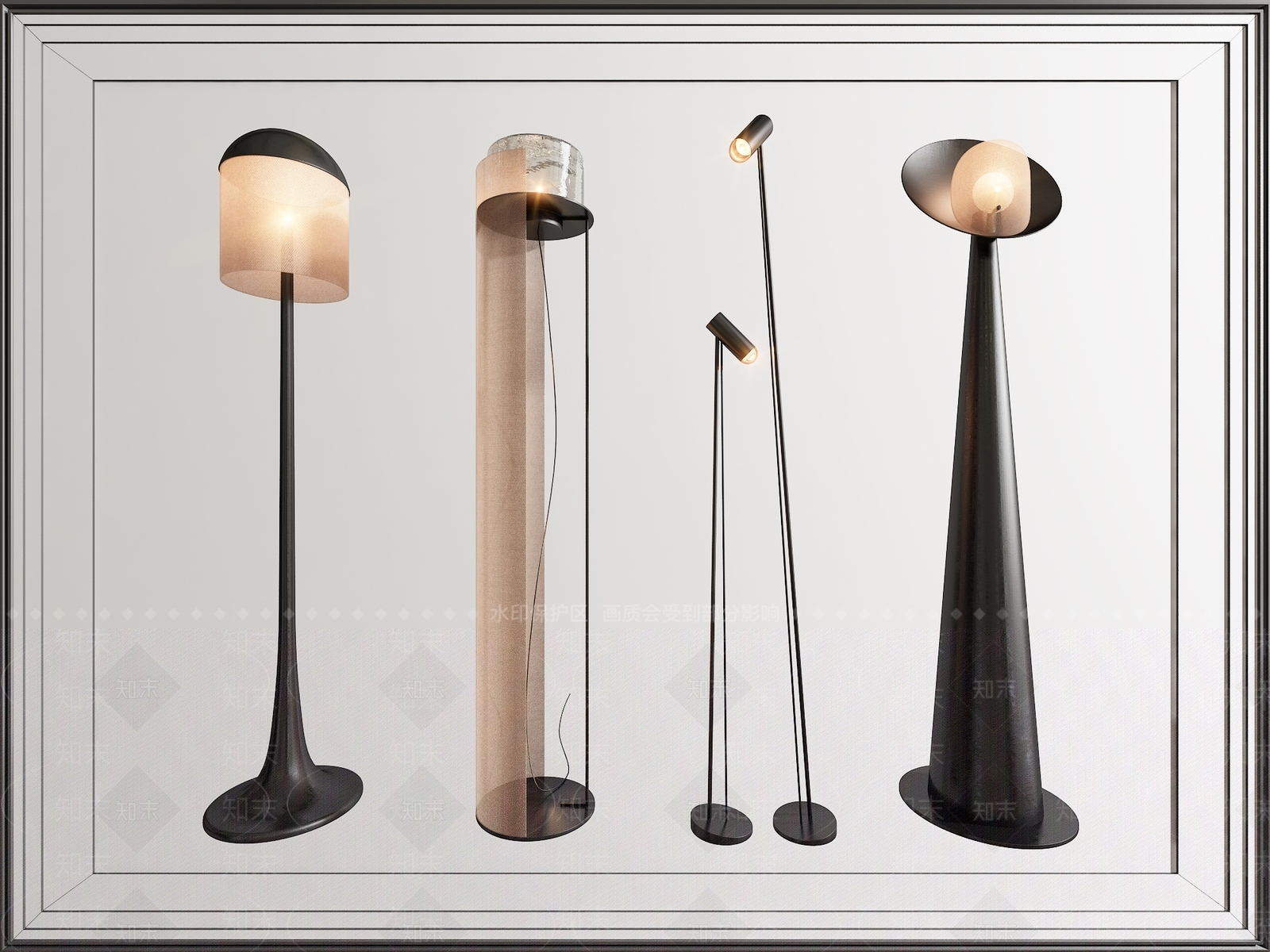 现代轻奢落金属地灯组合SU模型下载【ID:1128536678】