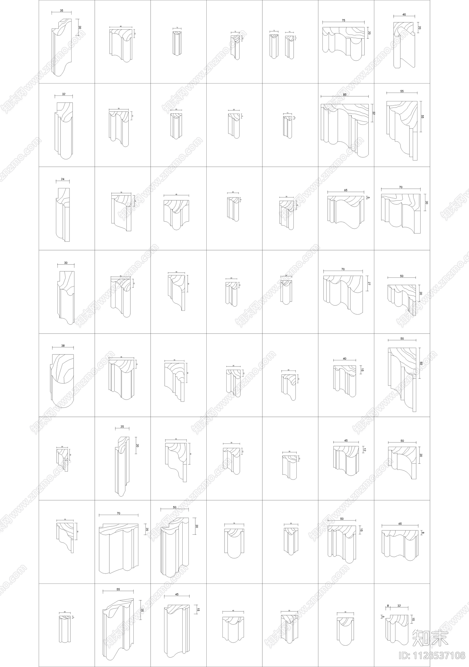 欧式简约线条cad施工图下载【ID:1128537108】