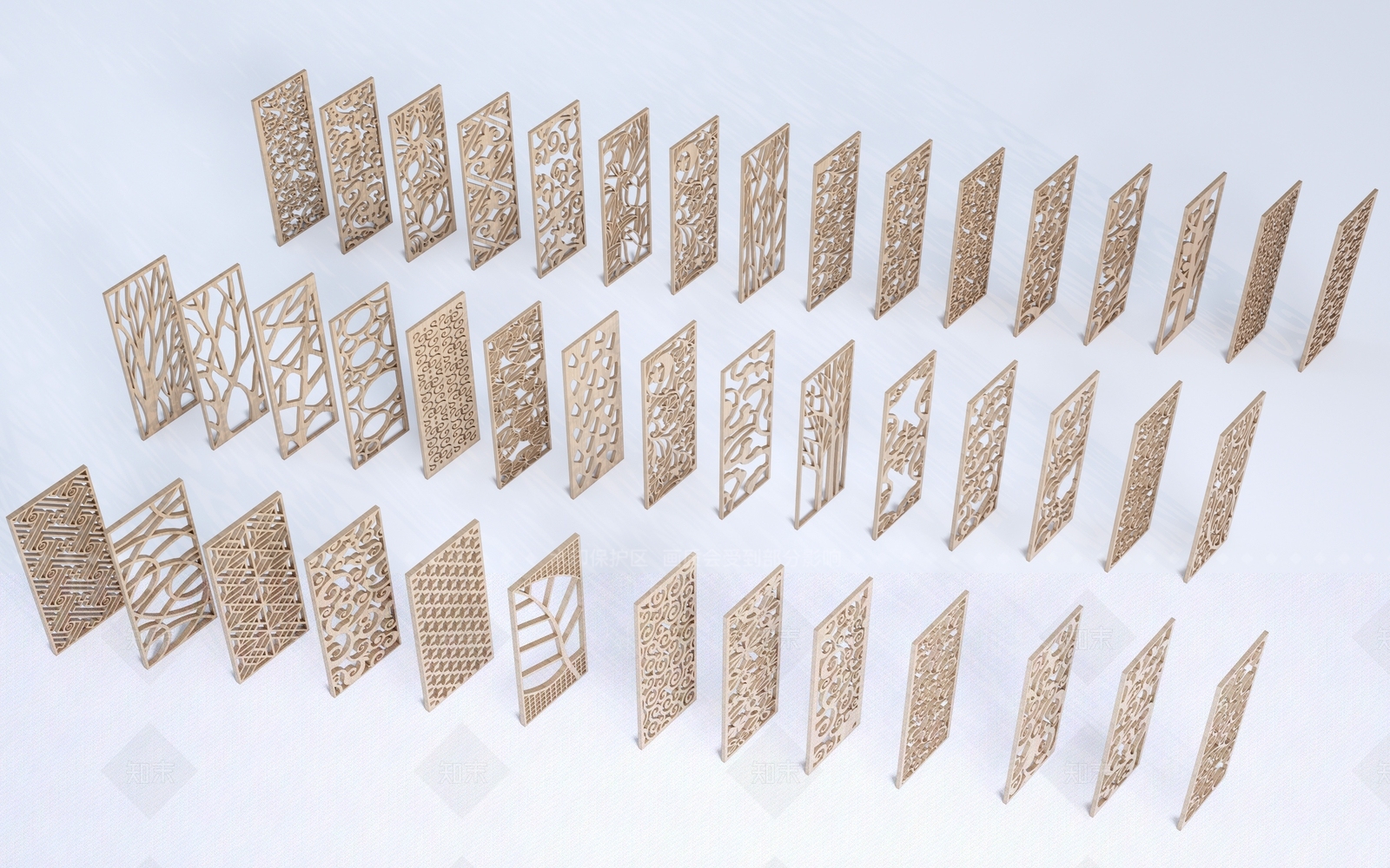 中式雕花隔断SU模型下载【ID:1128549960】