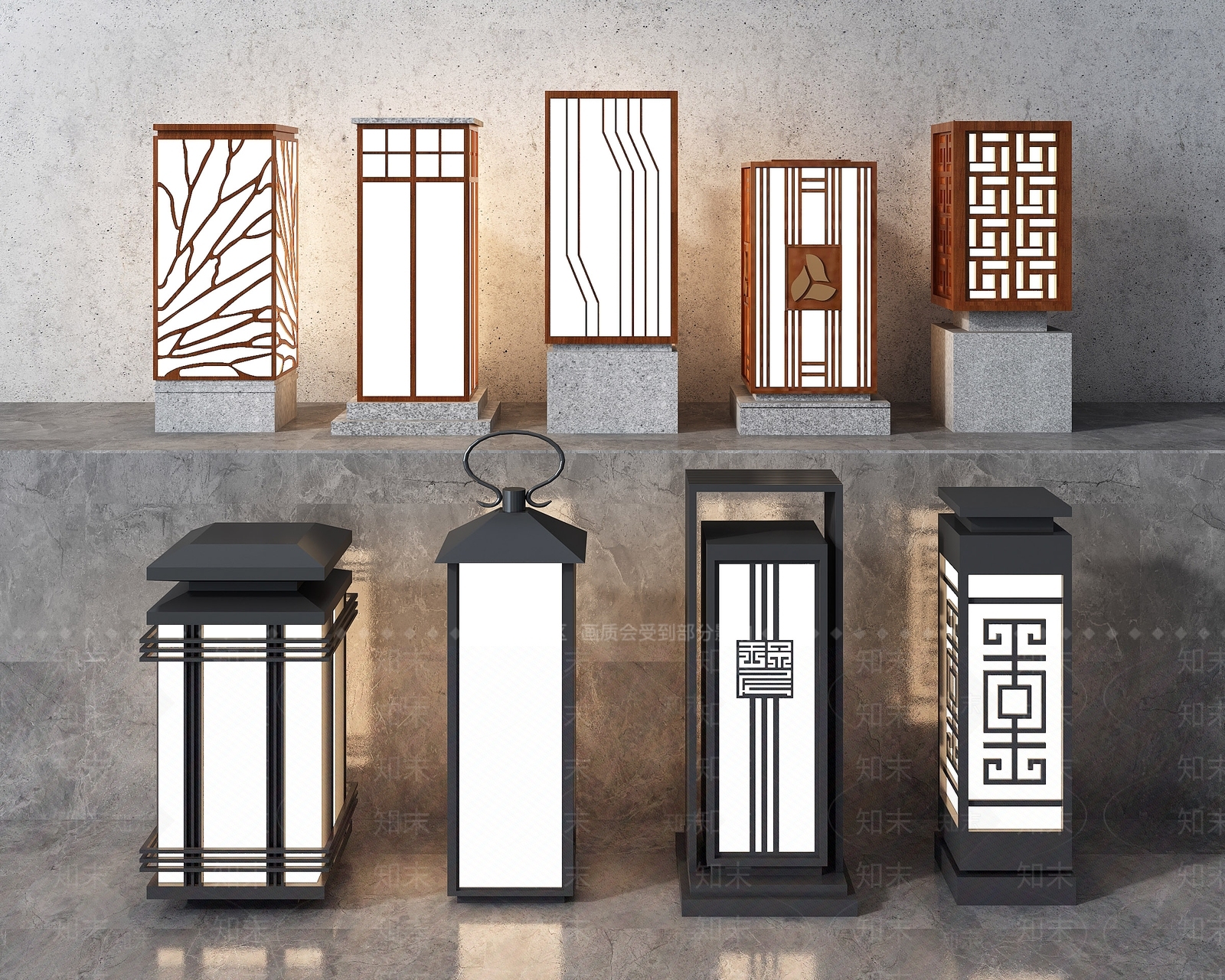 新中式户外灯SU模型下载【ID:1128556352】