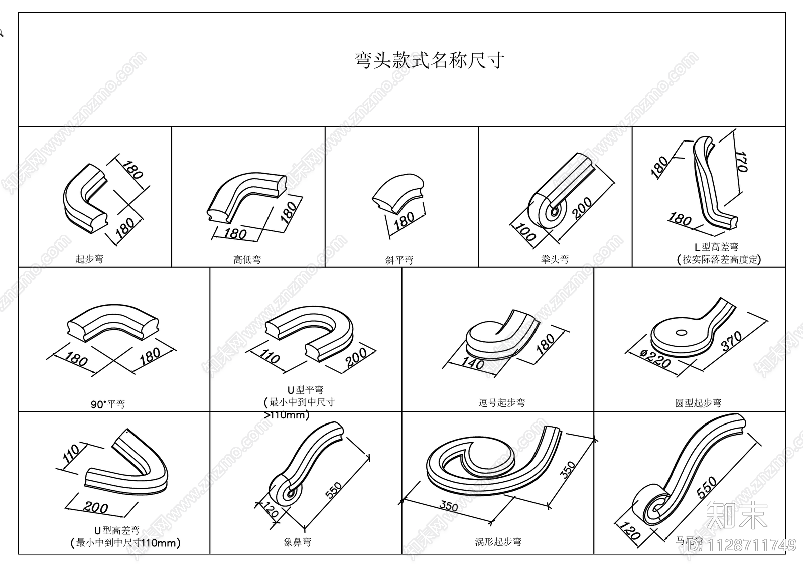 楼梯扶手柱头CAD施工图下载【ID:1128711749】