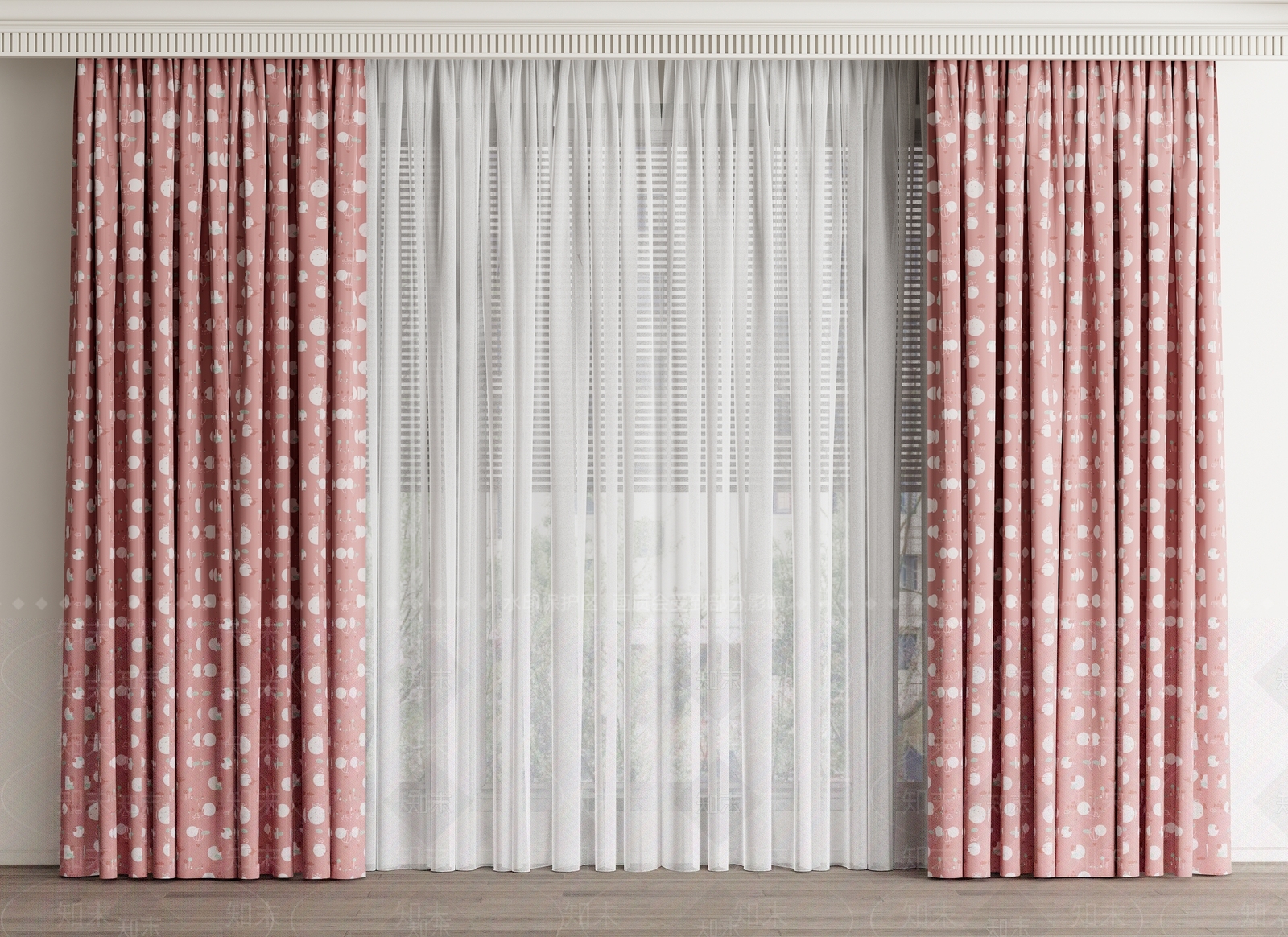 现代儿童房窗帘3D模型下载【ID:1128564628】