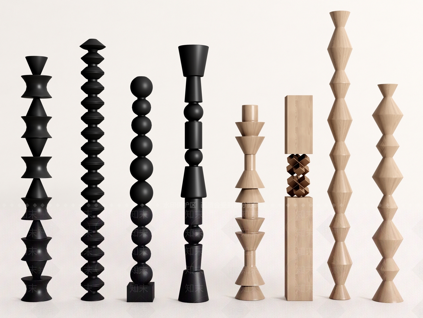 现代室内楼梯栏杆立柱3D模型下载【ID:1128565847】