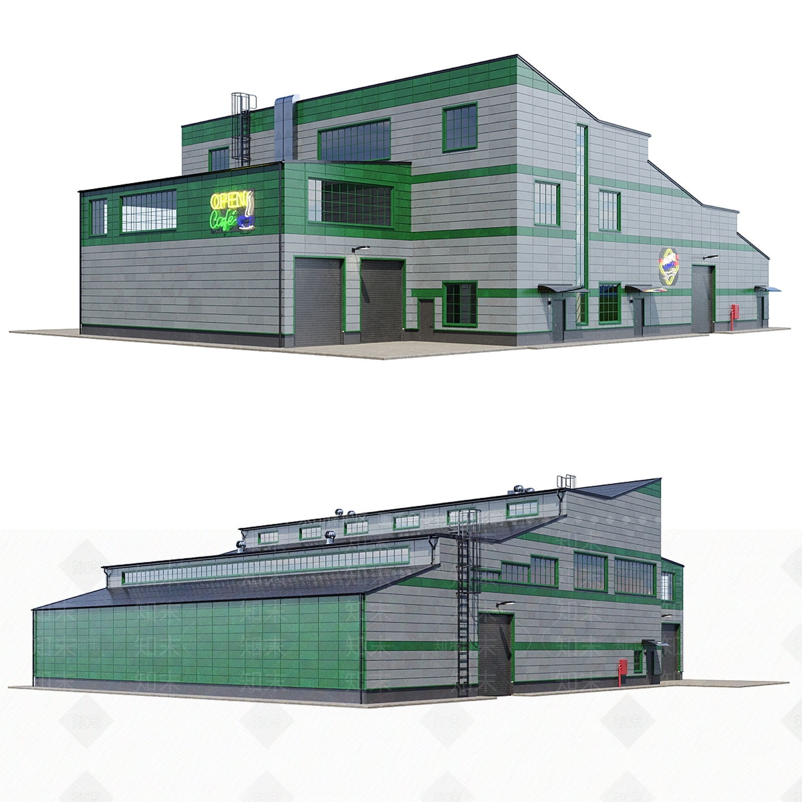 现代厂房3D模型下载【ID:1128567986】
