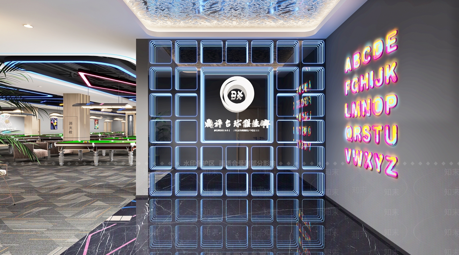 工业风台球室3D模型下载【ID:1128569566】