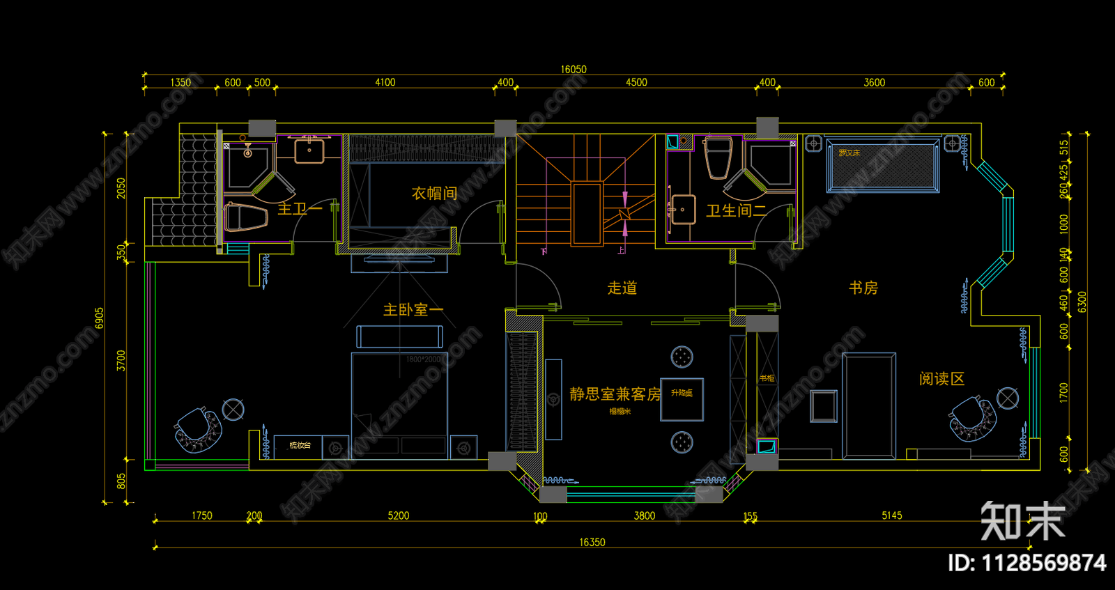 四层别墅cad施工图下载【ID:1128569874】