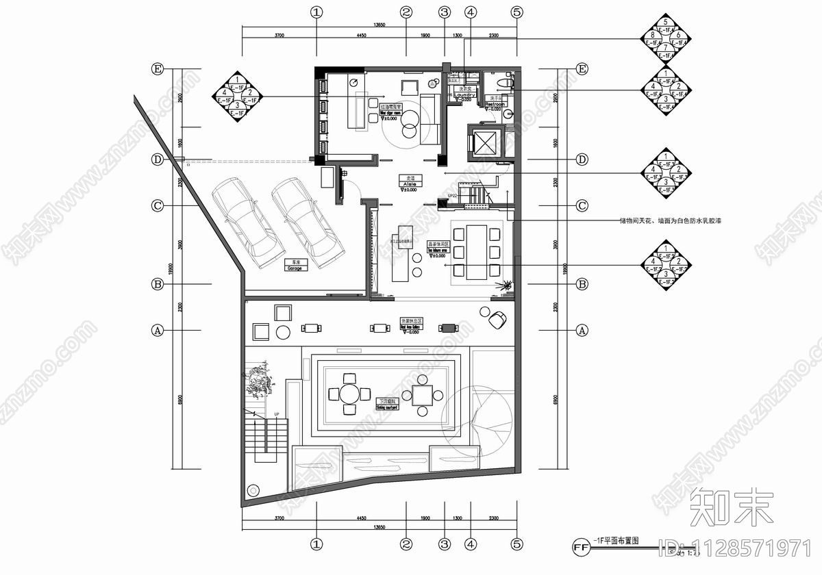 五层别墅cad施工图下载【ID:1128571971】