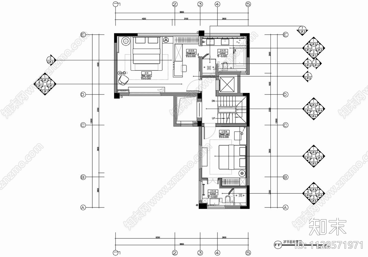 五层别墅cad施工图下载【ID:1128571971】