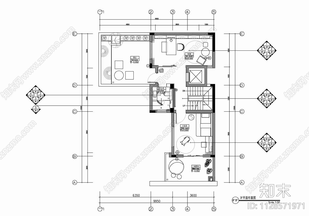 五层别墅cad施工图下载【ID:1128571971】