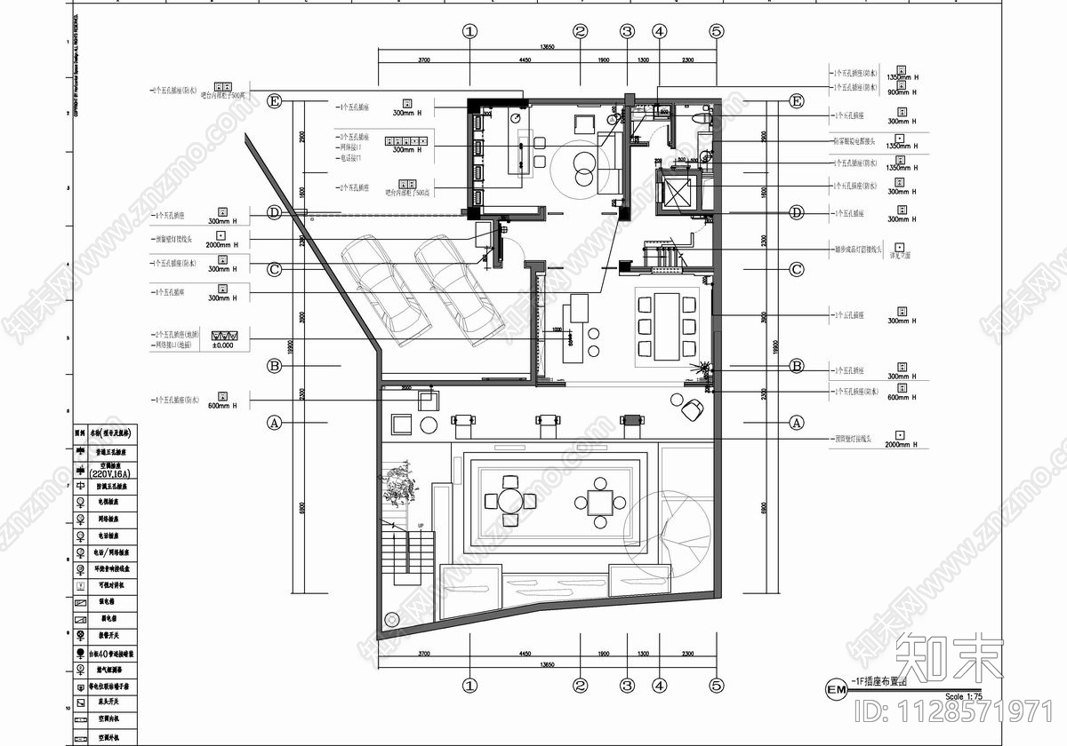 五层别墅cad施工图下载【ID:1128571971】