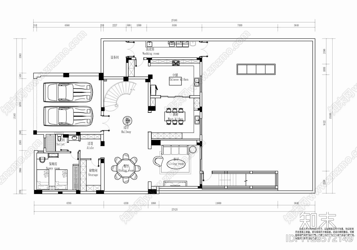 四层别墅cad施工图下载【ID:1128572149】