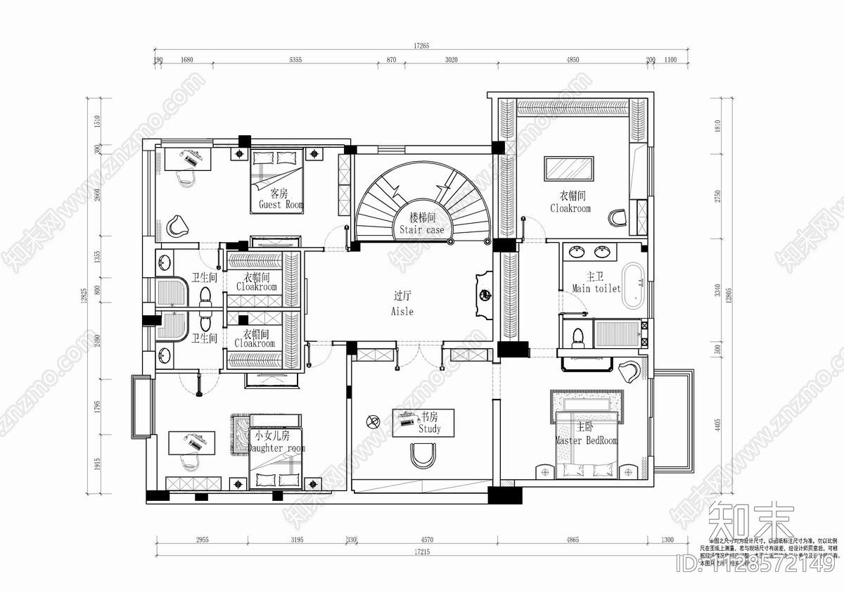 四层别墅cad施工图下载【ID:1128572149】