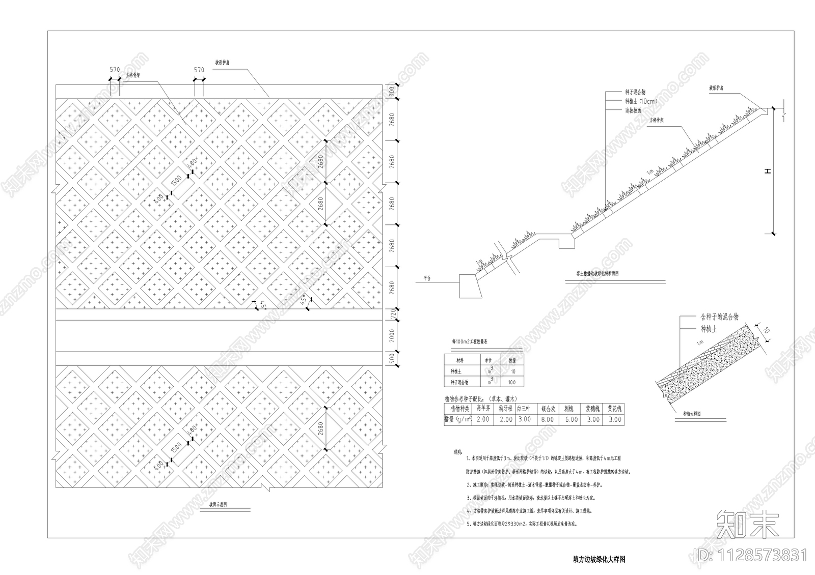 各类生态袋边坡绿化做法cad施工图下载【ID:1128573831】