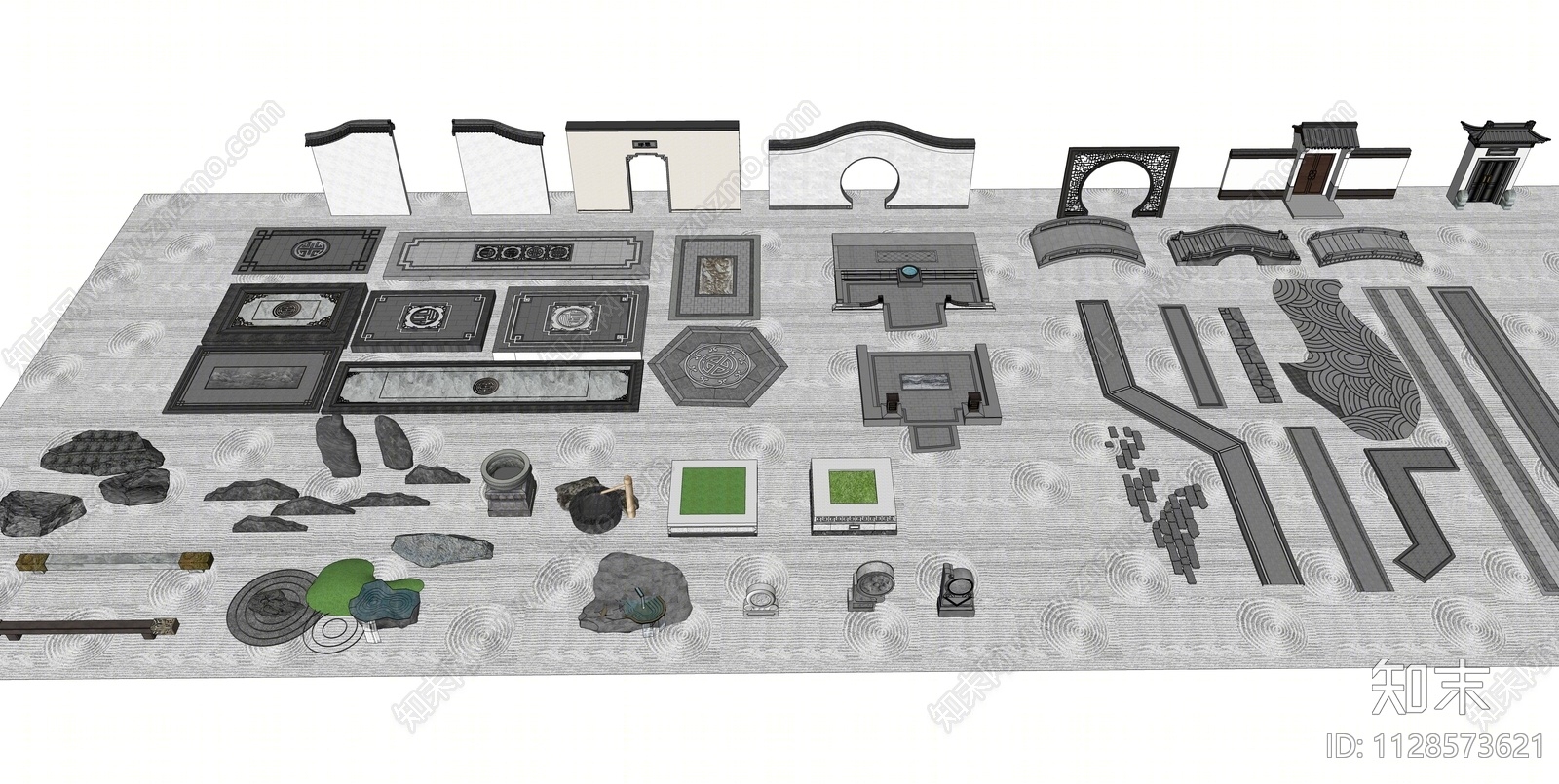 中式铺地SU模型下载【ID:1128573621】