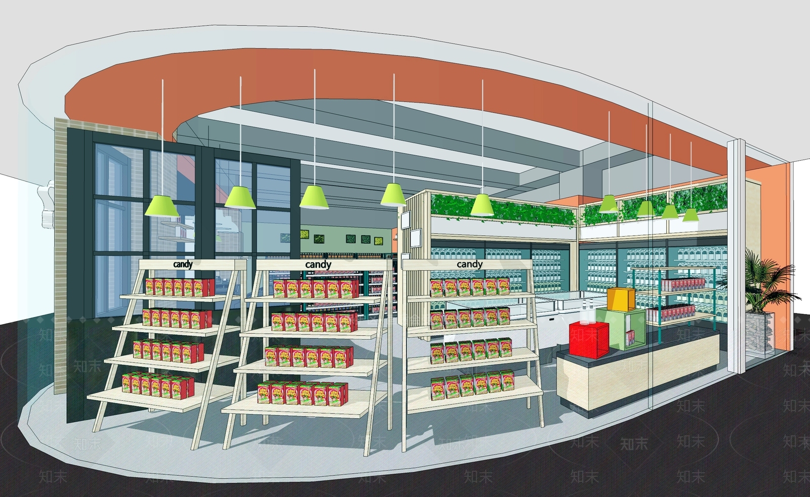 现代糖果牛奶小超市SU模型下载【ID:1128585100】
