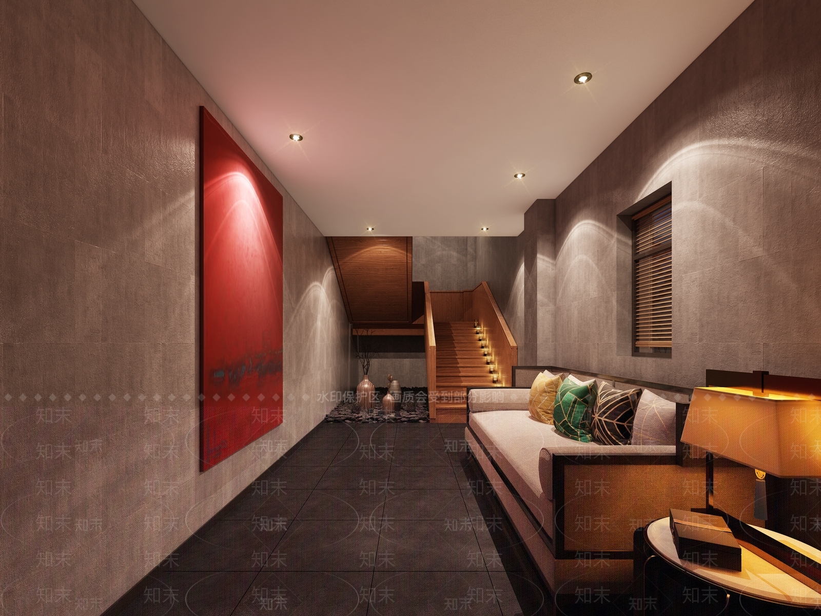 新中式楼梯间3D模型下载【ID:1128588228】