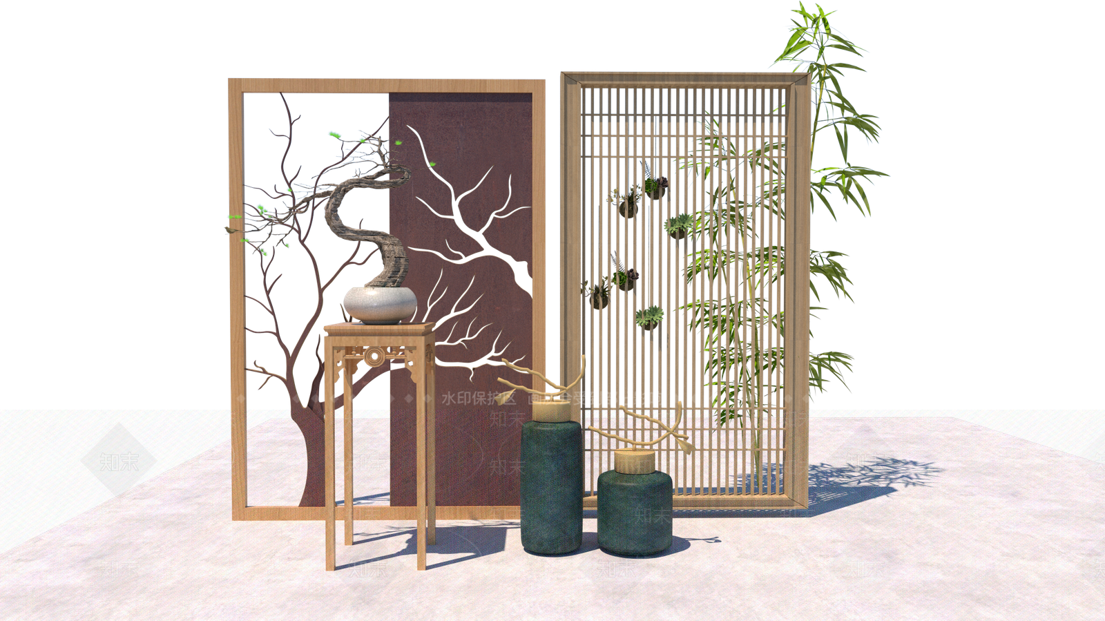 新中式花几SU模型下载【ID:1128596903】