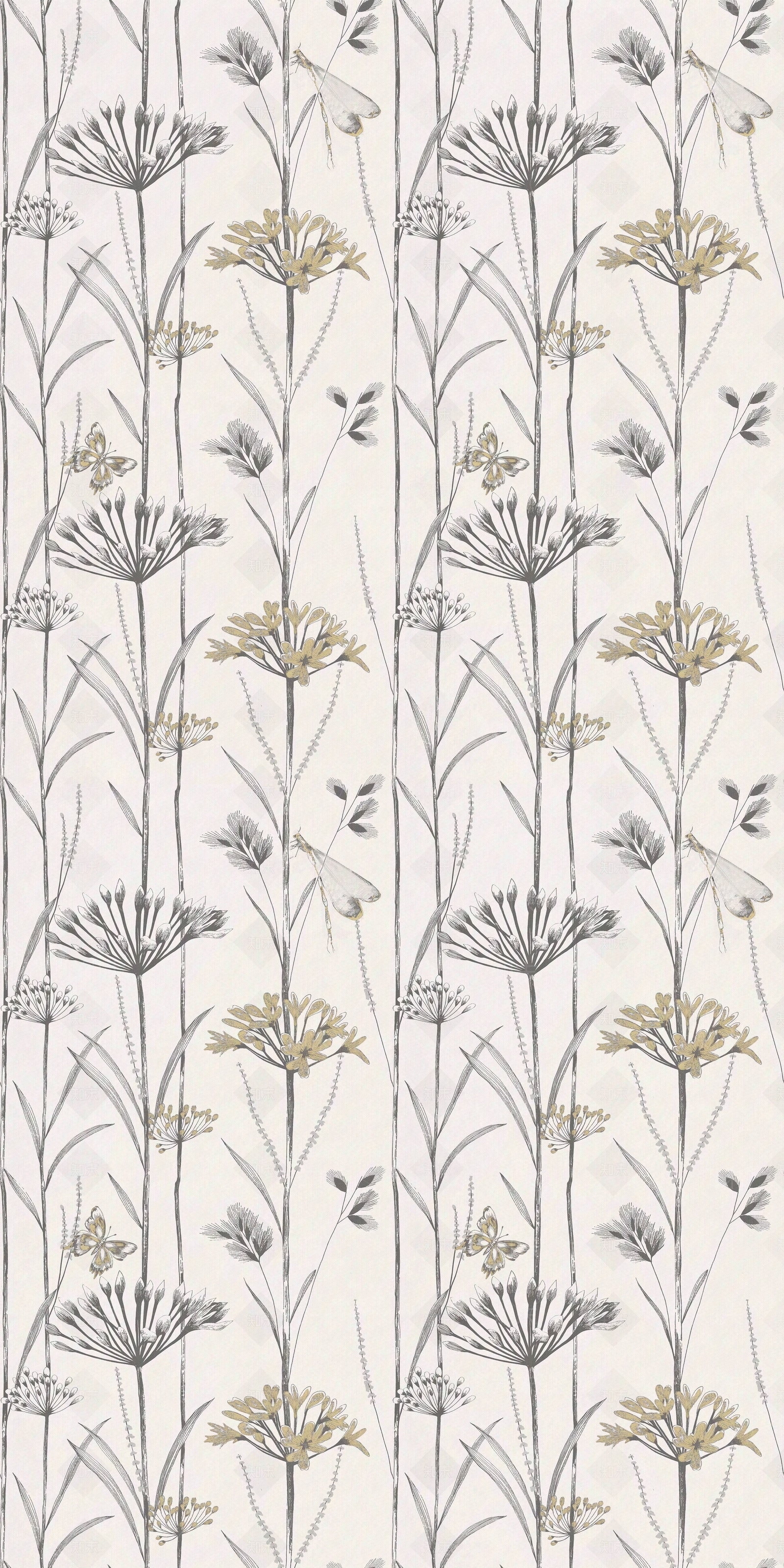 暖黄色植物纹样花砖贴图下载【ID:1128597437】