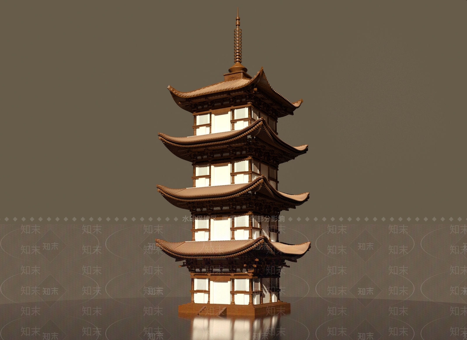 中式古建塔楼3D模型下载【ID:1128598803】
