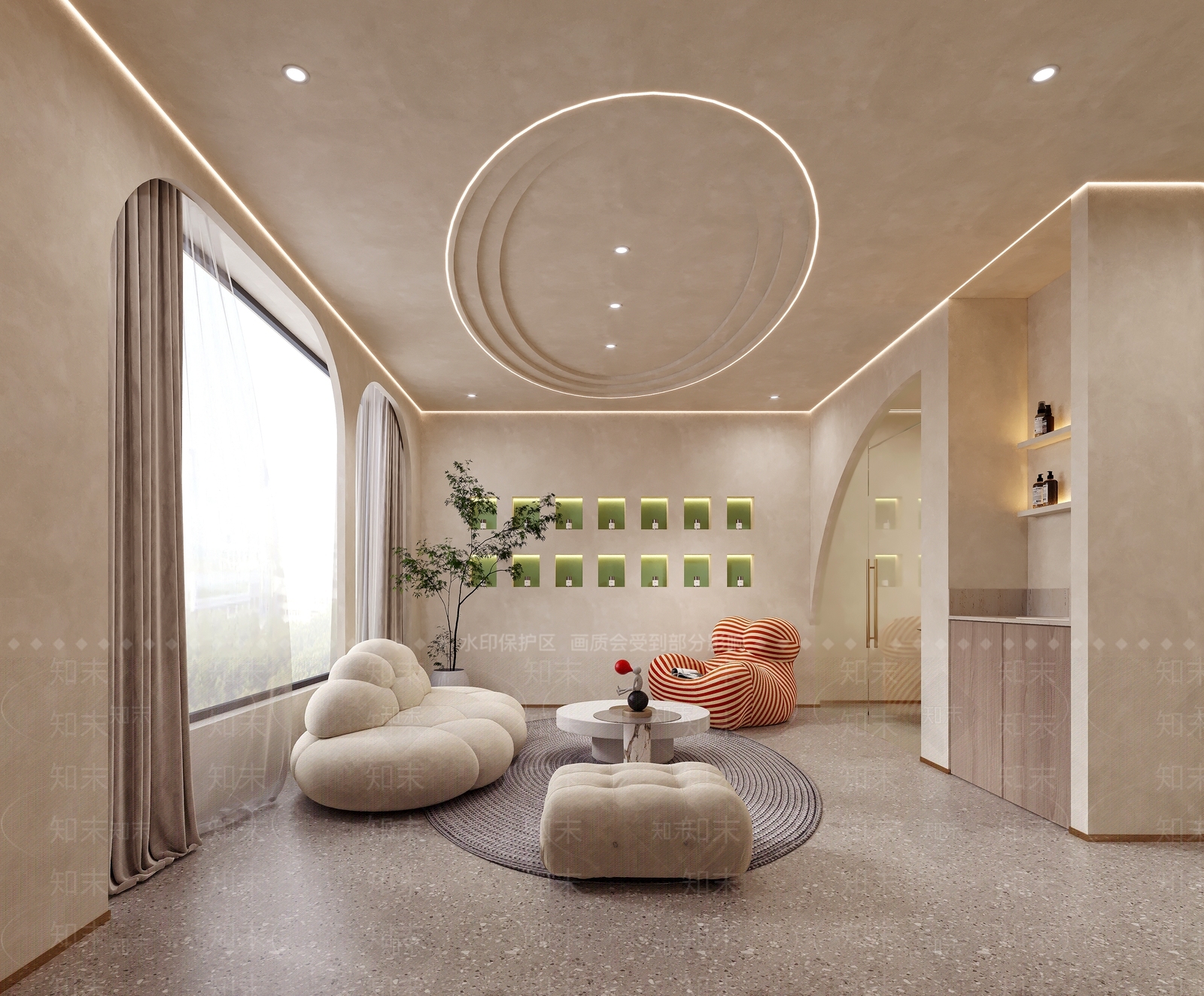 现代奶油风美容SPA店3D模型下载【ID:1128604611】