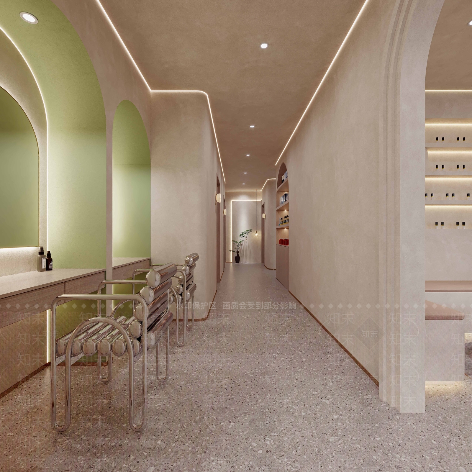 现代奶油风美容SPA店3D模型下载【ID:1128604611】