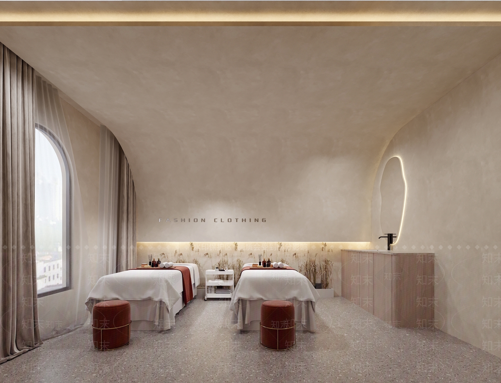 现代奶油风美容SPA店3D模型下载【ID:1128604611】