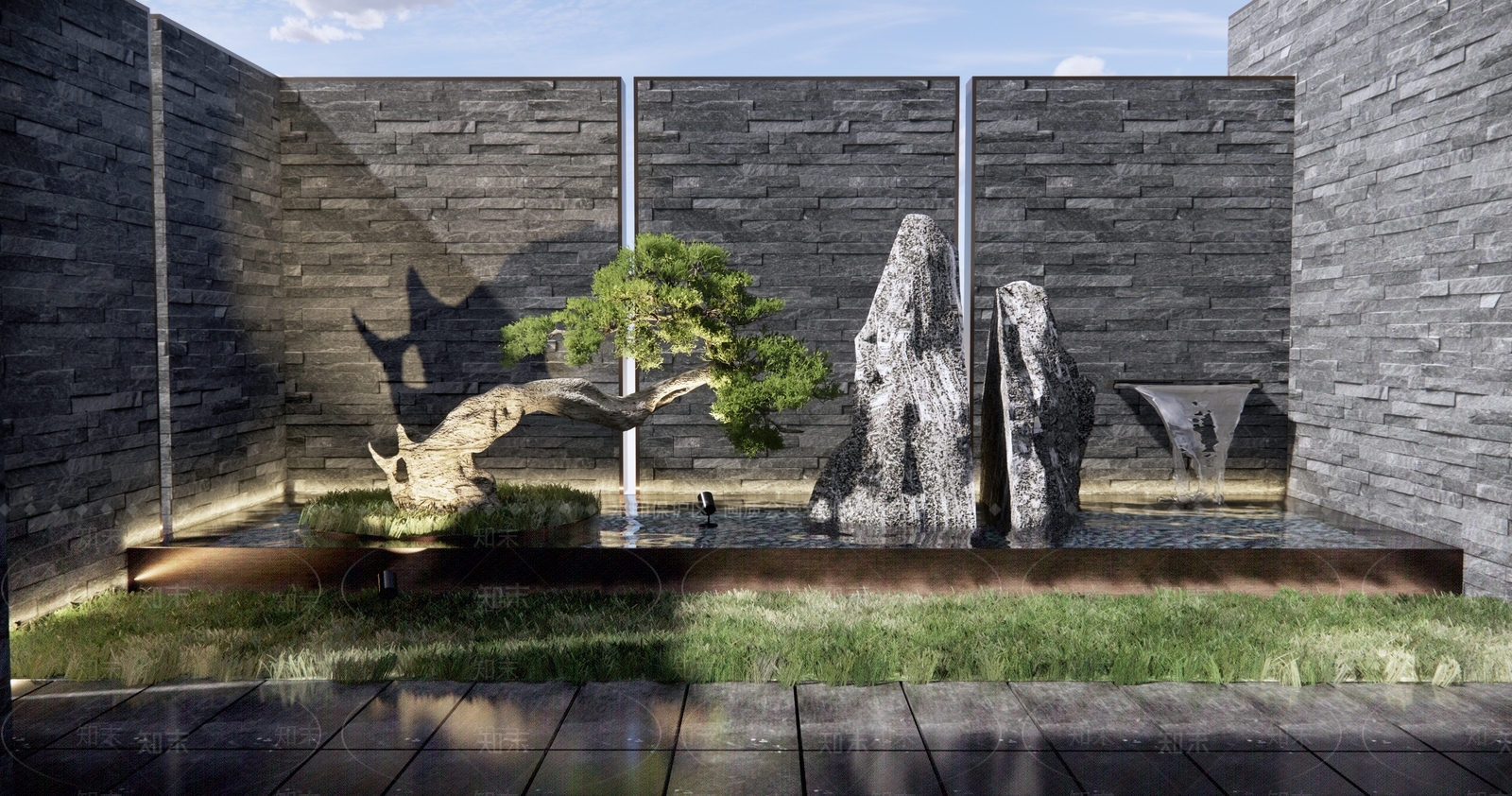 新中式假山水景3D模型下载【ID:1128614188】