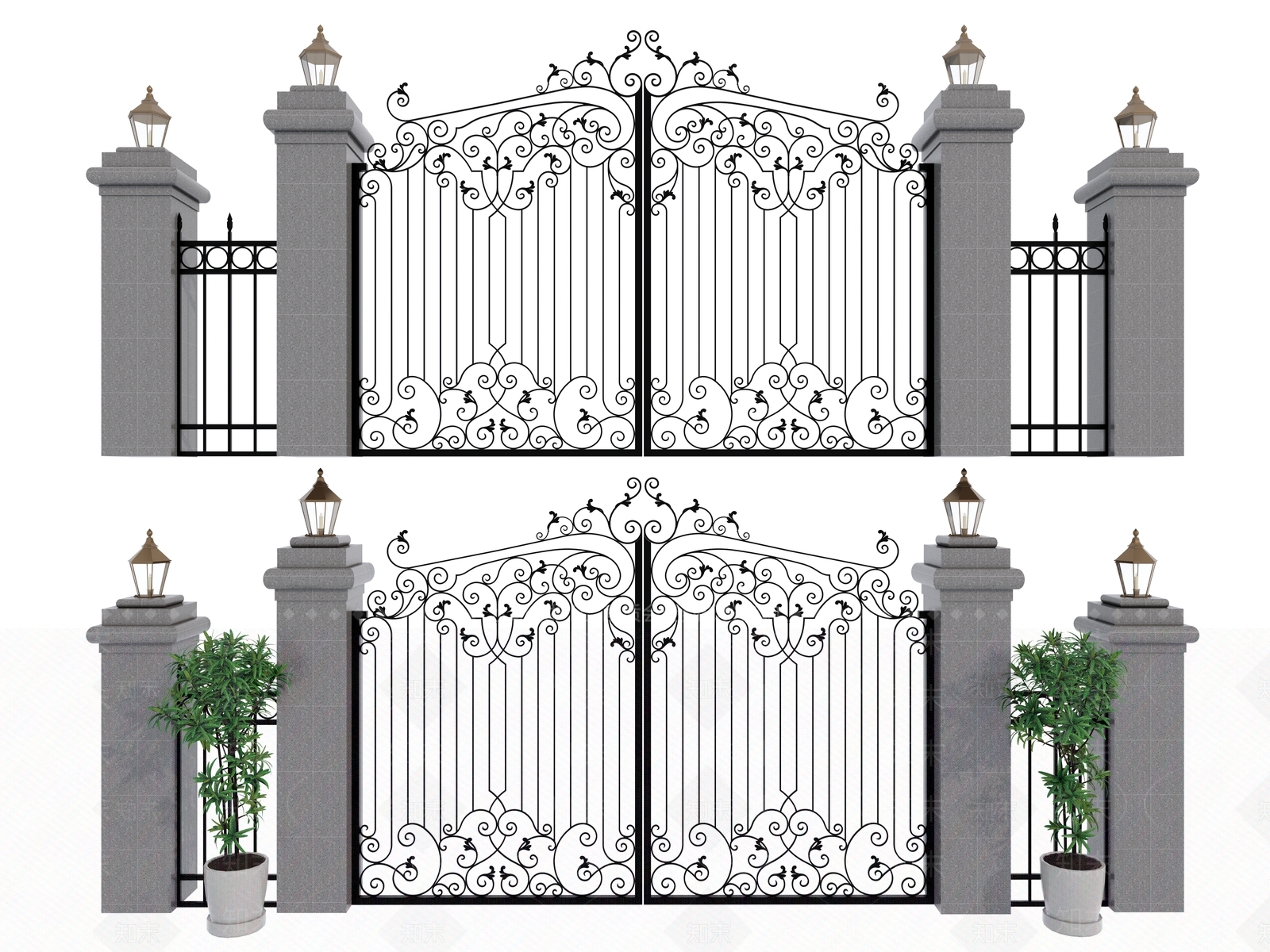 欧式铁艺大门SU模型下载【ID:1128626845】