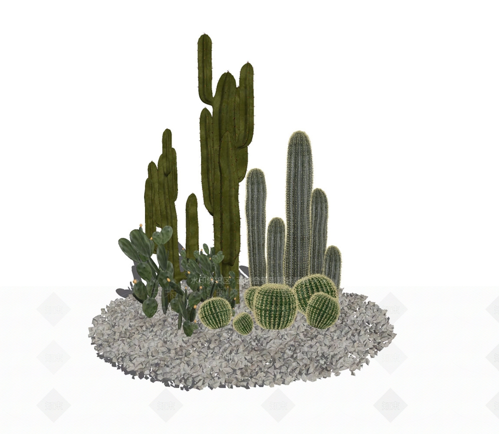 仙人掌植物堆SU模型下载【ID:1128631830】