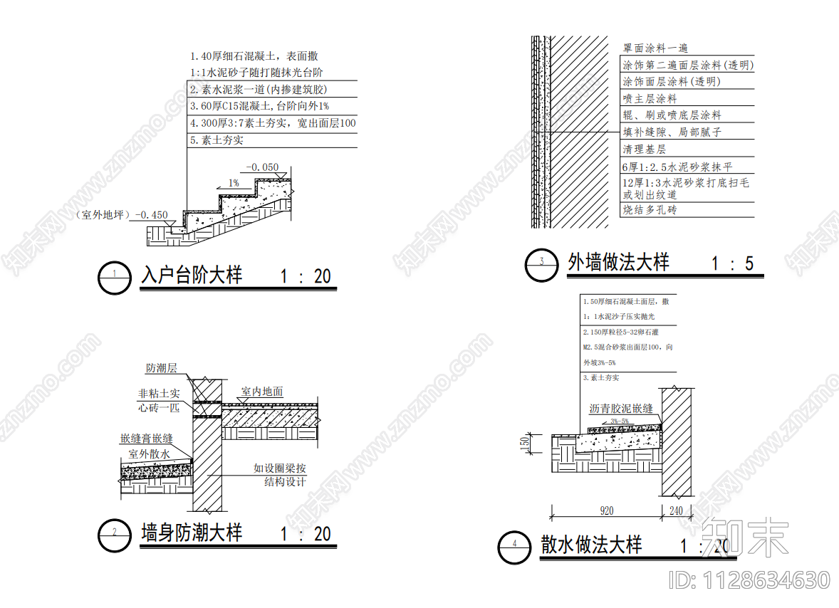 建筑节点大样cad施工图下载【ID:1128634630】