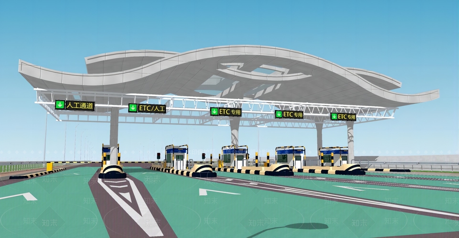 现代高速收费站SU模型下载【ID:1128659600】
