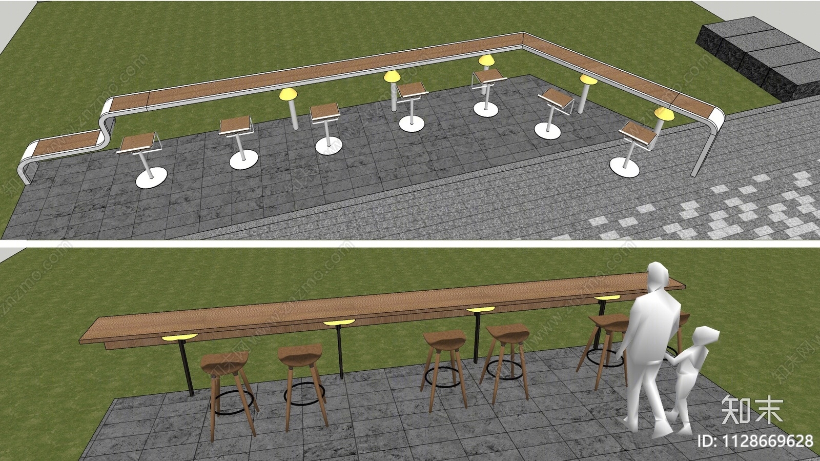 现代户外吧台SU模型下载【ID:1128669628】