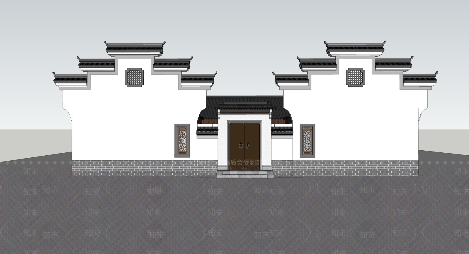 中式徽派四合院SU模型下载【ID:1128671423】