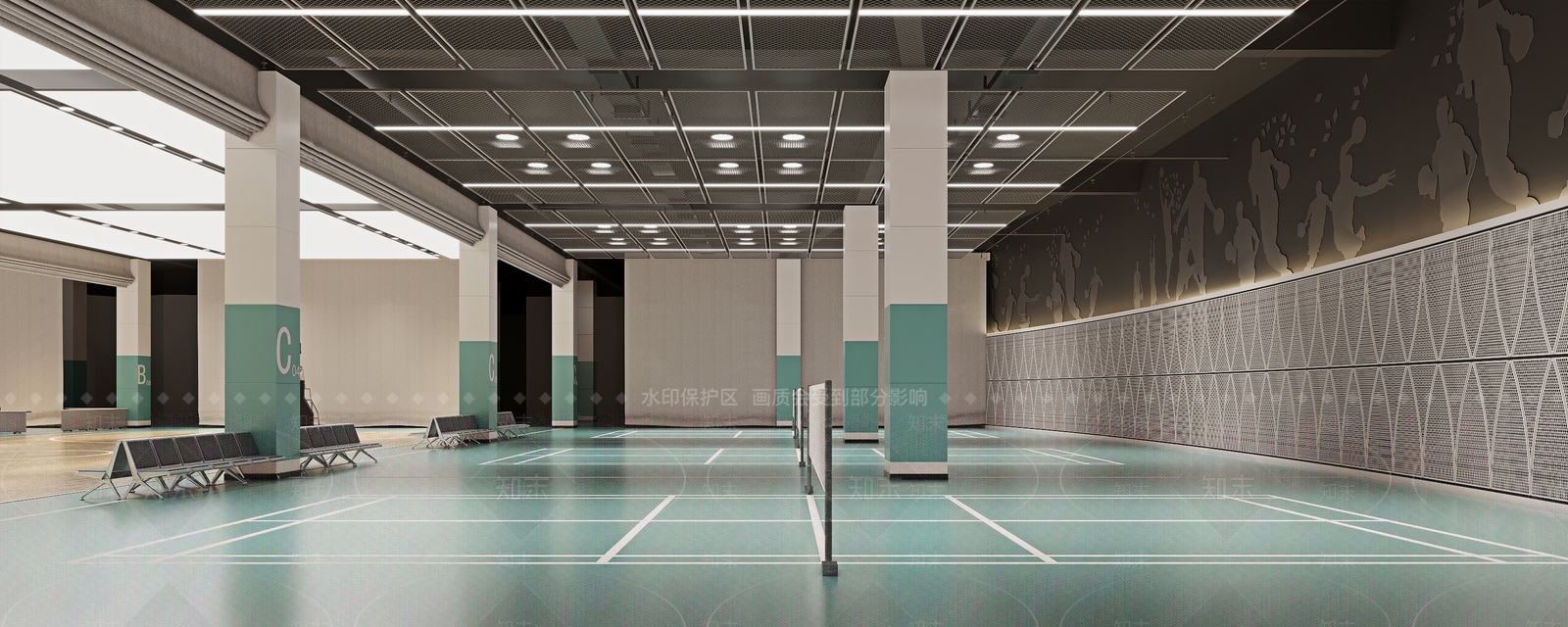 现代羽毛球馆3D模型下载【ID:1128678140】