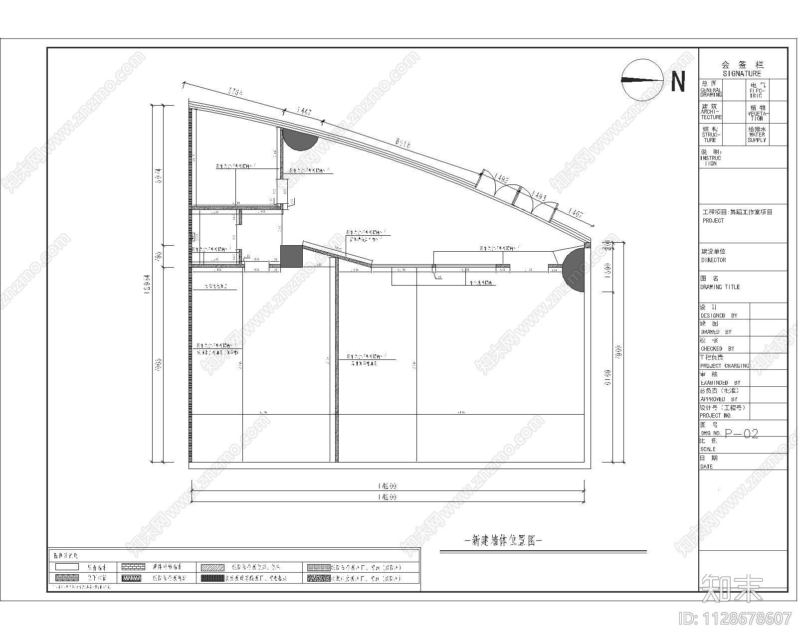 舞蹈培训中心cad施工图下载【ID:1128678607】